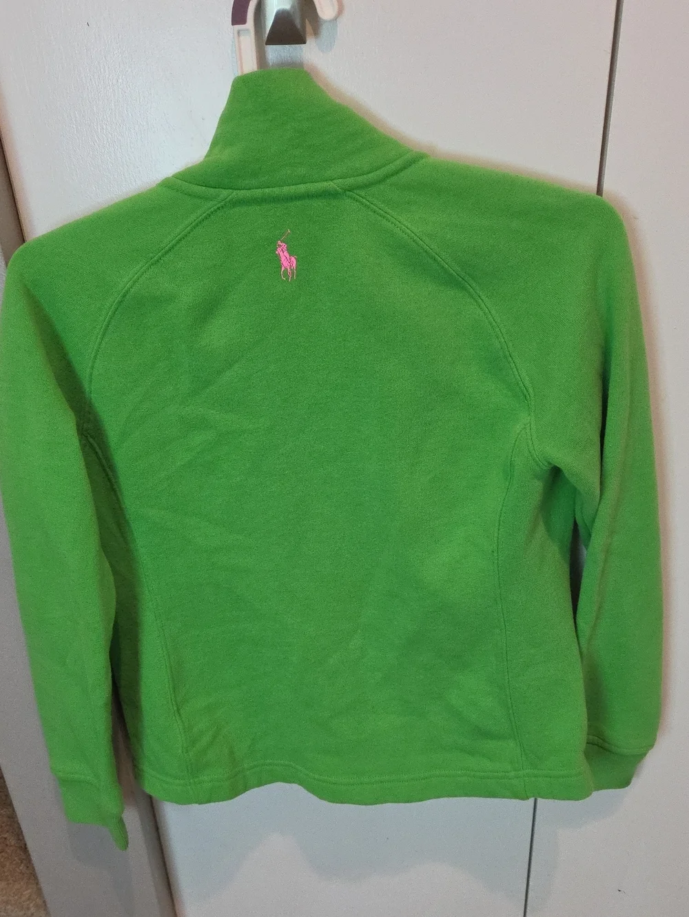 Kids Ralph Lauren Bright Green Fleece Jacket with Pink Pony
